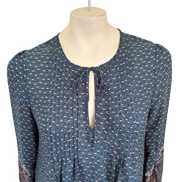 JOIE 100% Silk Rinjani Blouse in Teal Blue  Boho Peasant  SZ S - Picture 4 of 12